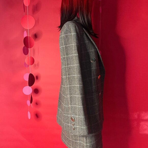 DIY Upcycled Plaid Blazer & Skirt Set – Mix-and-Match Vintage Pin Kit Included - Picture 5 of 13